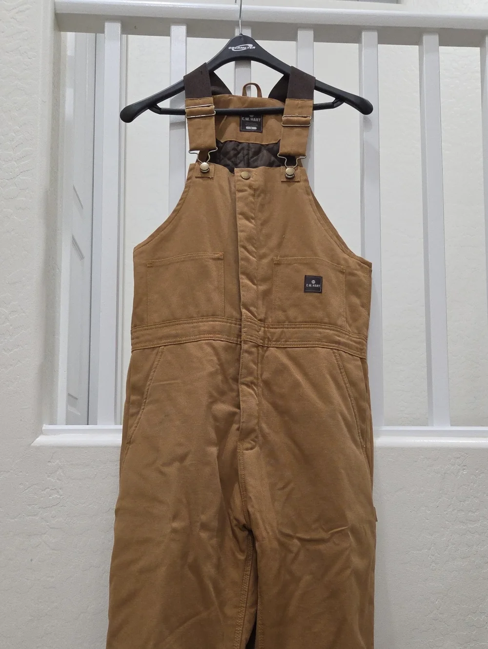 CW Hart Men's Brown Insulated Work Bib Overalls